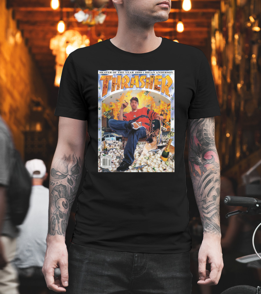 Thrasher Skater Of The Year 1999 Brian Anderson Cover With Money Explosion Scene T-Shirt