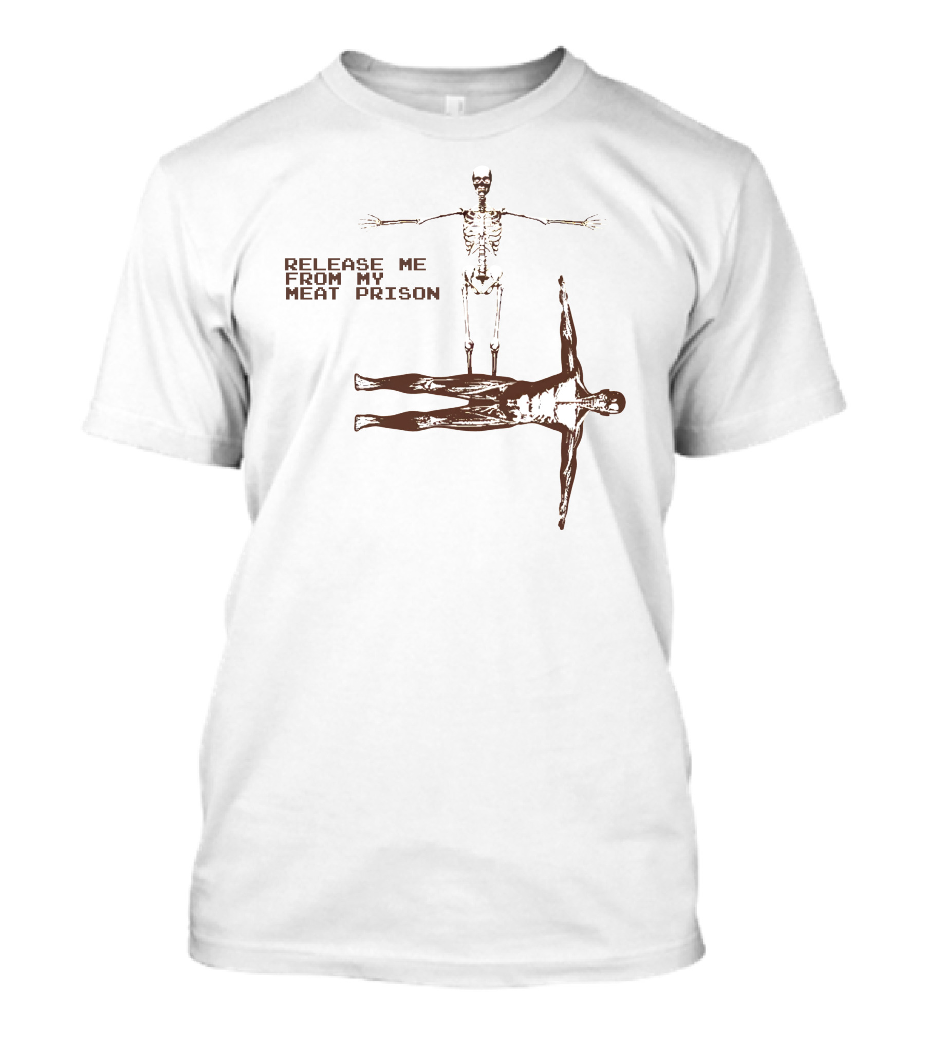 Release Me From My Meat Prison Bryson Skeleton And Human Figure T-Shirt
