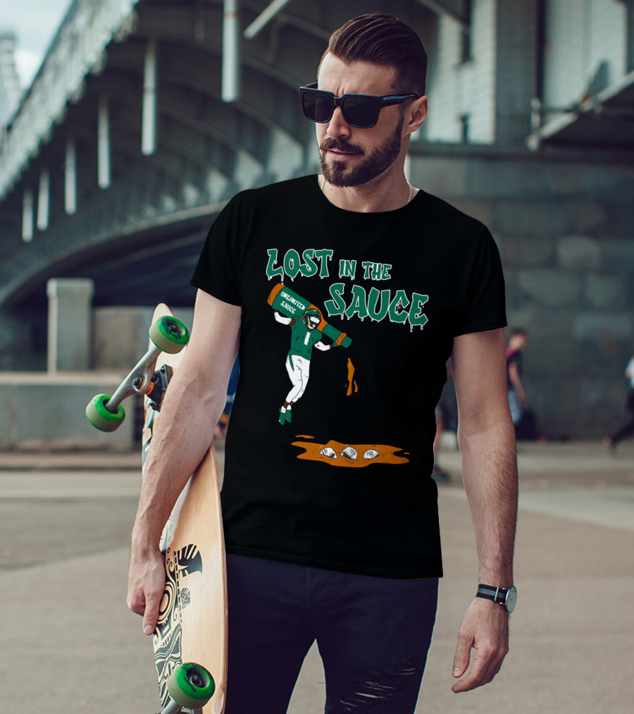 Lost In The Sauce Iamsaucegardner With Unlimited Sauce Football Player T-Shirt