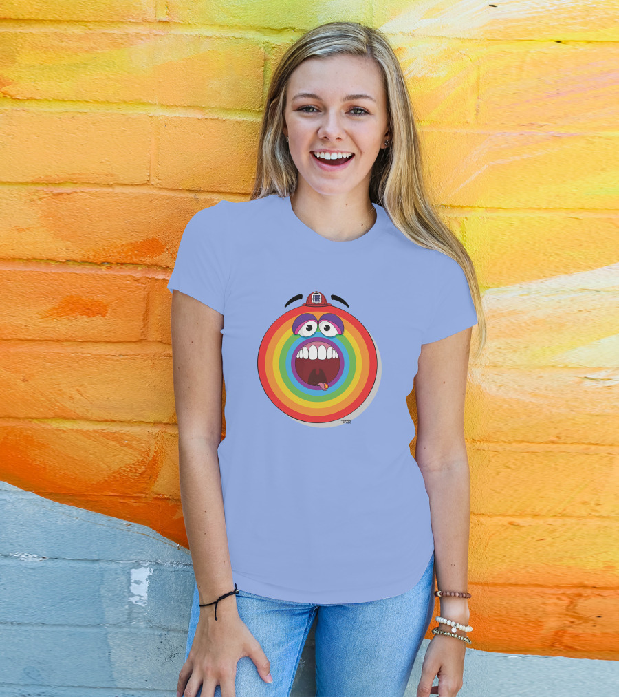 Firefighter Rainbow Face With Comic Mouth By Ernest Doty T-Shirt