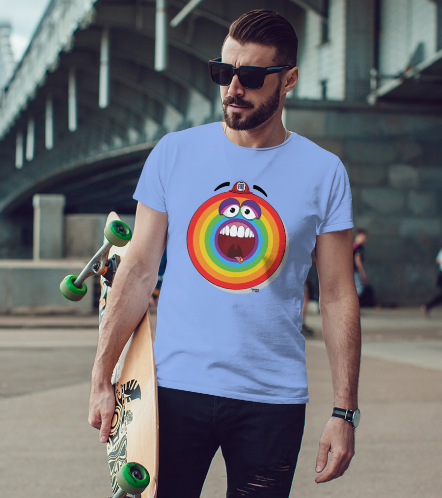 Firefighter Rainbow Face With Comic Mouth By Ernest Doty T-Shirt