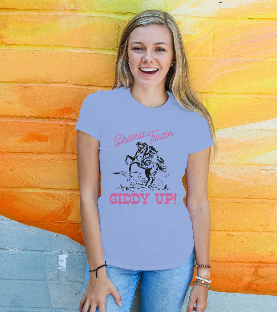 Shania Twain Giddy Up Riding Horse Sketch T-Shirt