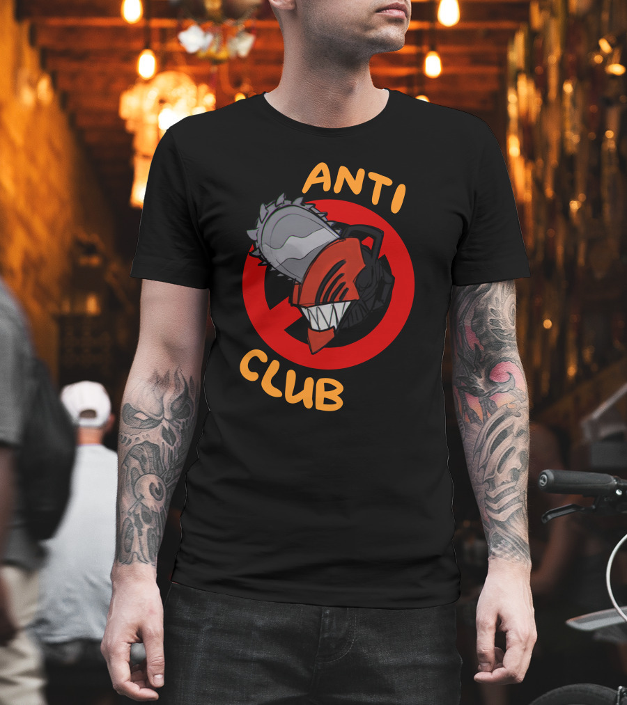 Chain Saw Man Anti Club Chainsaw Head with Red No Sign T-Shirt