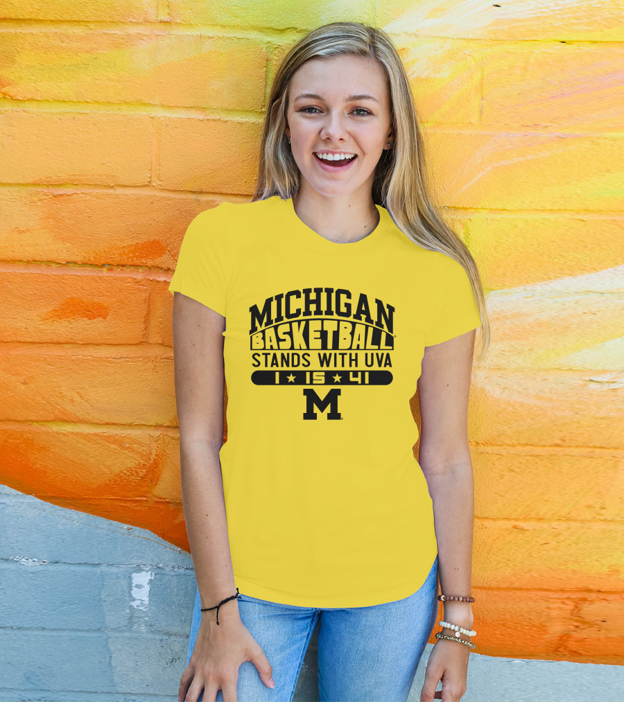 Michigan Basketball Stands With Uva 1 15 41 M T-Shirt