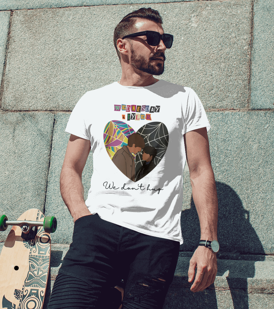 Wednesday And Tyler We Don't Hug Heart T-Shirt