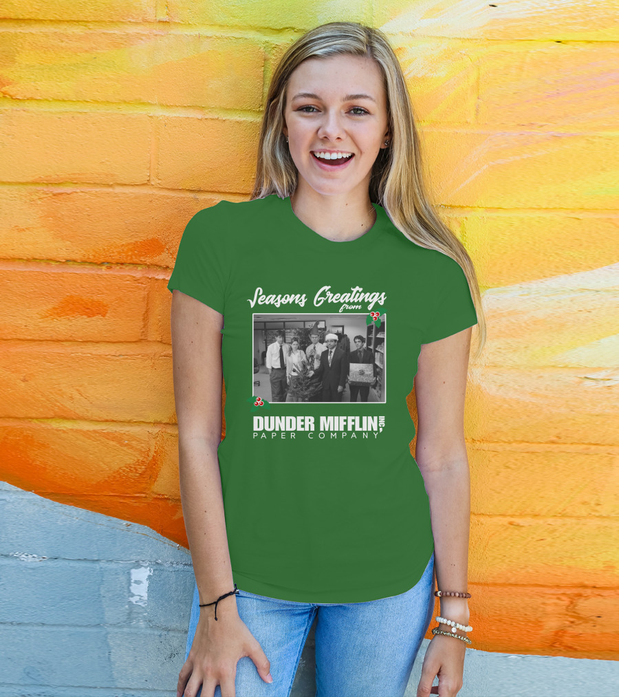 Seasons Greetings From Dunder Mifflin Paper Company Holiday Photo T-Shirt
