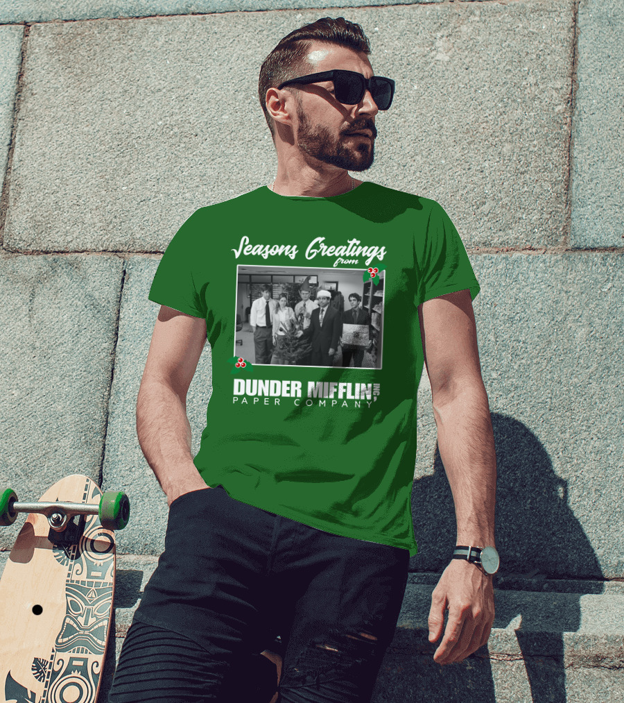 Seasons Greetings From Dunder Mifflin Paper Company Holiday Photo T-Shirt