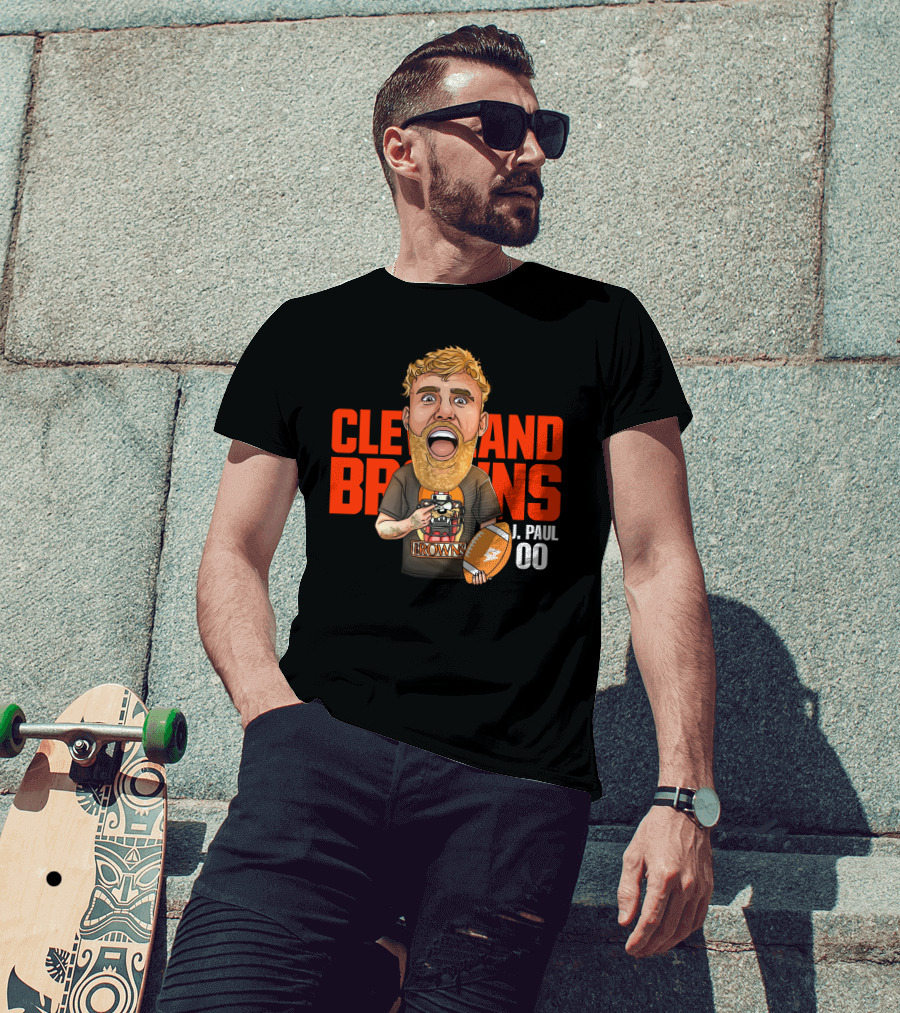 Cleveland Browns J. Paul 00 Football Illustration - Agha Noor T-Shirt