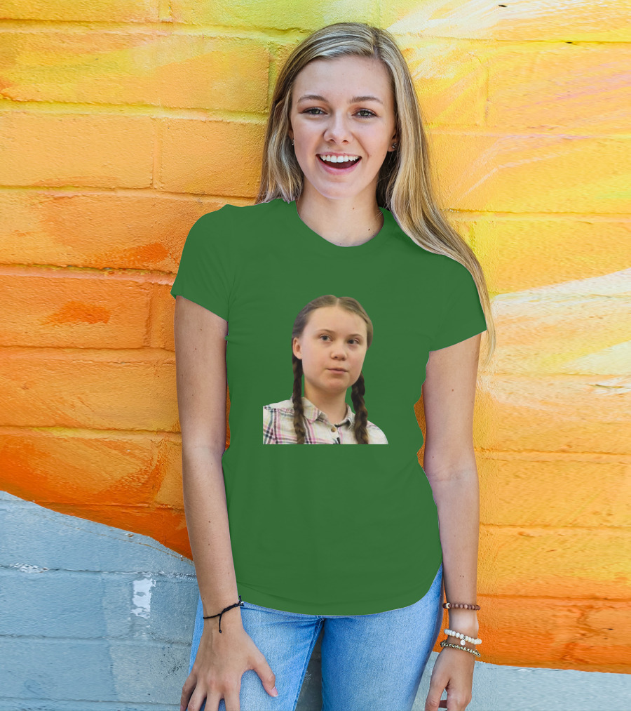 Greta’s Face Green Background T-Shirt