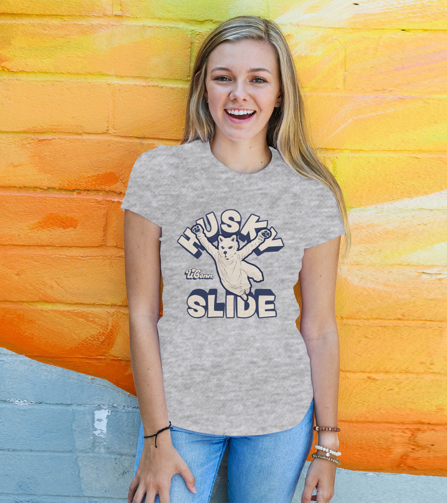 Husky UConn Slide Jumping Mascot T-Shirt