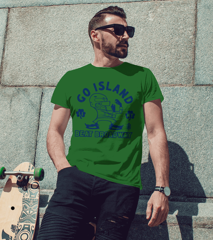 Go Island Beat Broadway NY LI Helmets Yes Men Outfitters T-Shirt