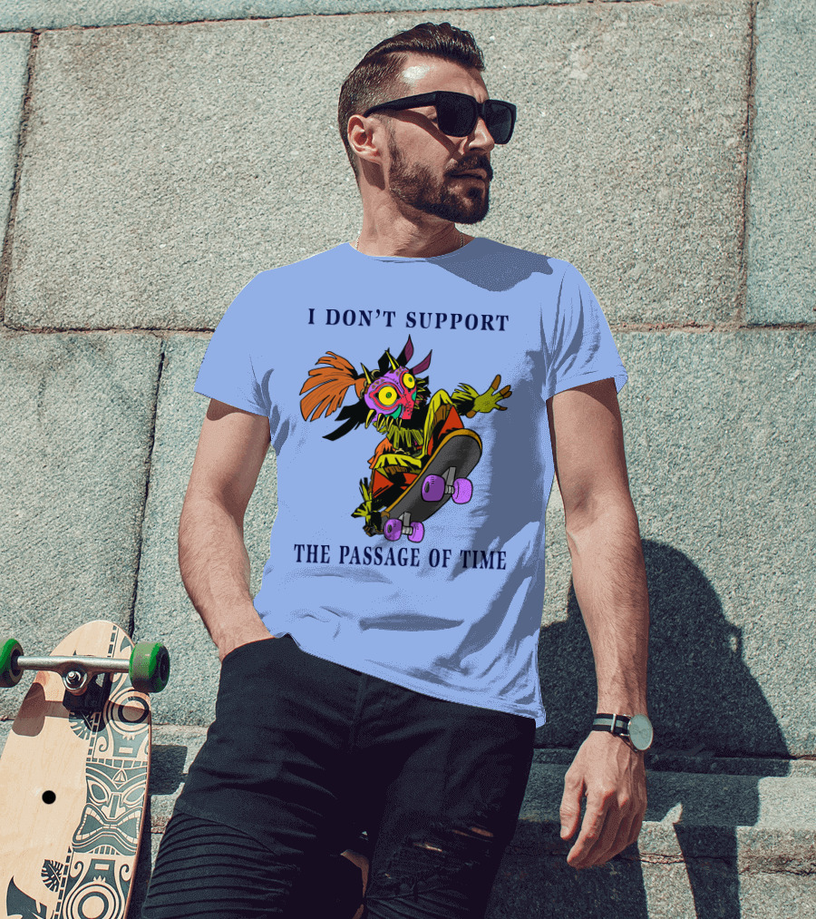 I Don't Support The Passage Of Time Skateboarding Masked Character T-Shirt