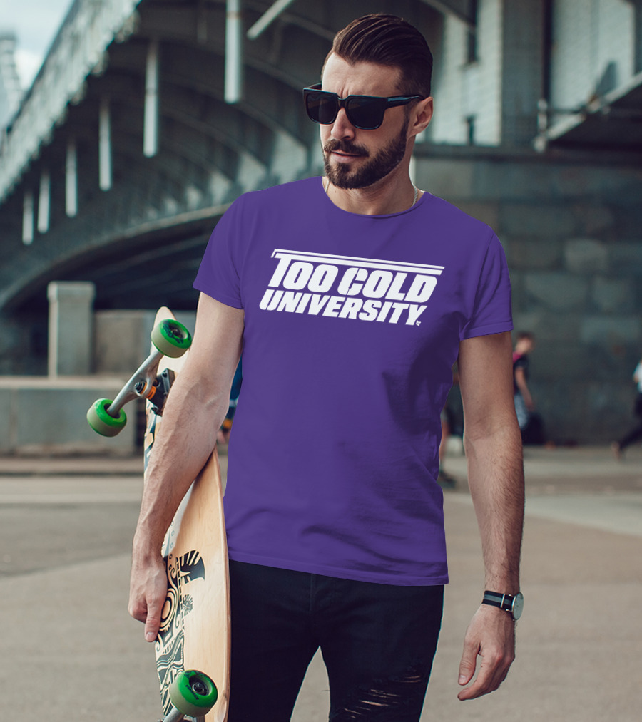 Too Cold University Vintage Style Retro Sports College T-Shirt