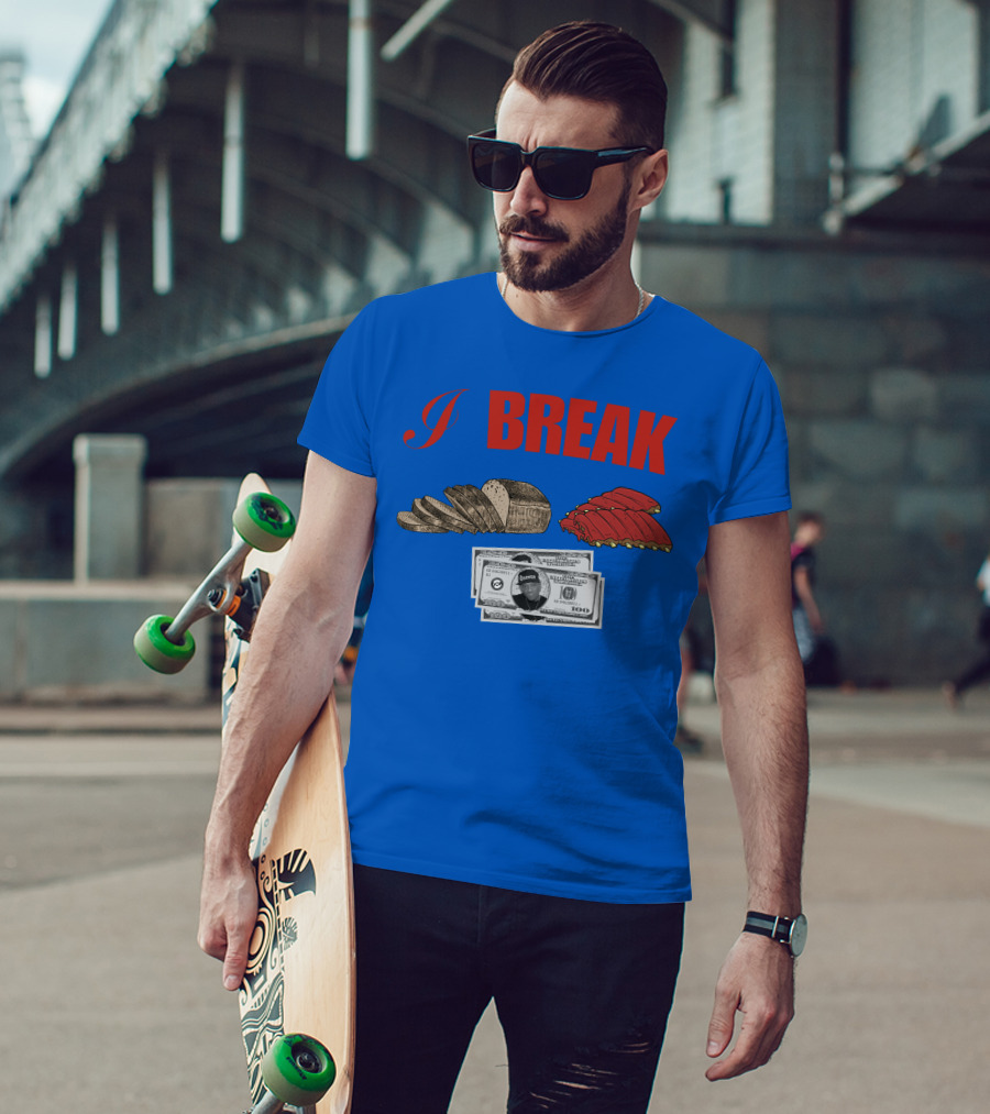 I Break Bread Ribs Hundred Dollar Bills Nas Money Stack T-Shirt