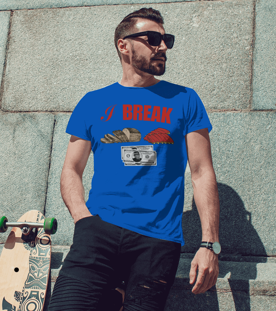 I Break Bread Ribs Hundred Dollar Bills Nas Money Stack T-Shirt