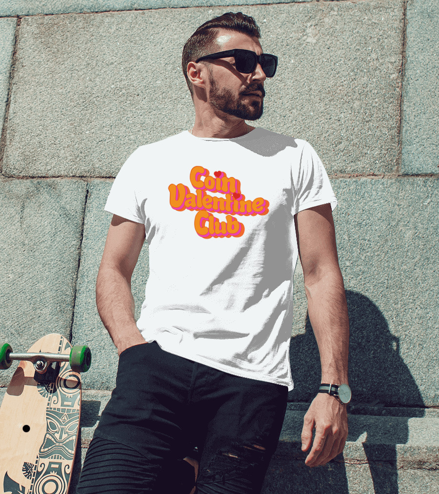 Coin Valentine Club Retro Style With Heart Accents T-Shirt
