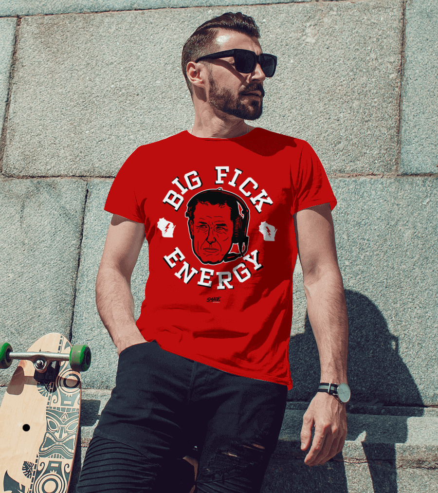 Big Fick Energy Smack Apparel Headset Illustration On Red T-Shirt