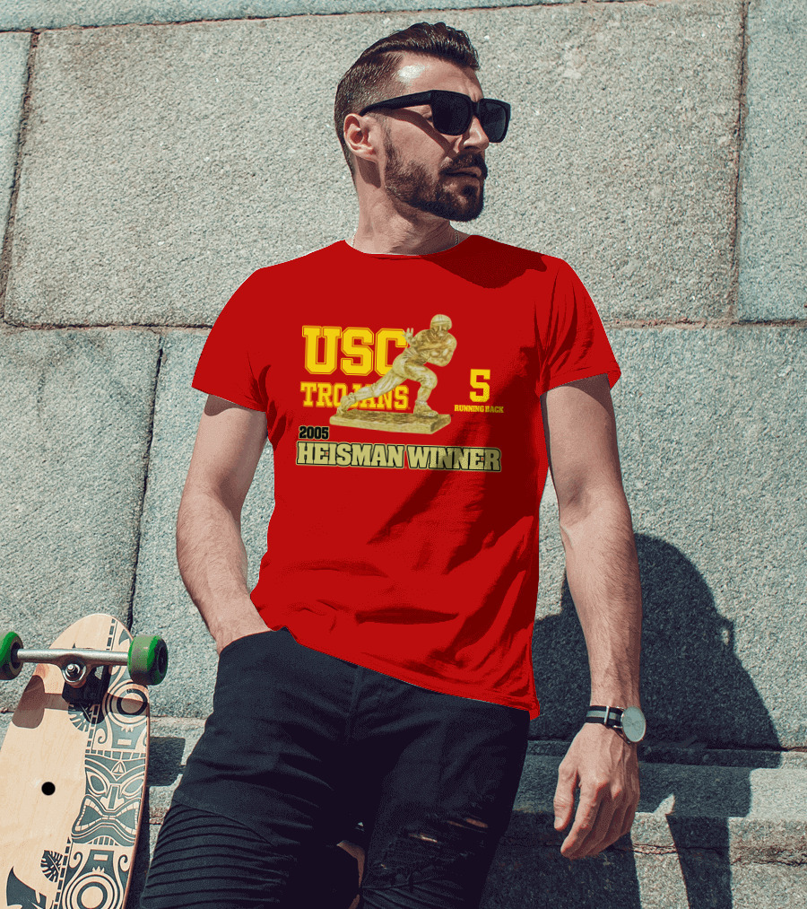 USC Trojans 5 Running Back 2005 Heisman Winner Football Achievement T-Shirt