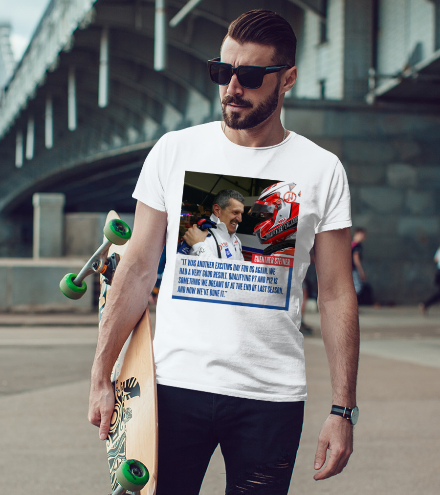 Guenther Steiner Haas F1 Bahrain GP Qualifying P7 P12 Achievement T-Shirt