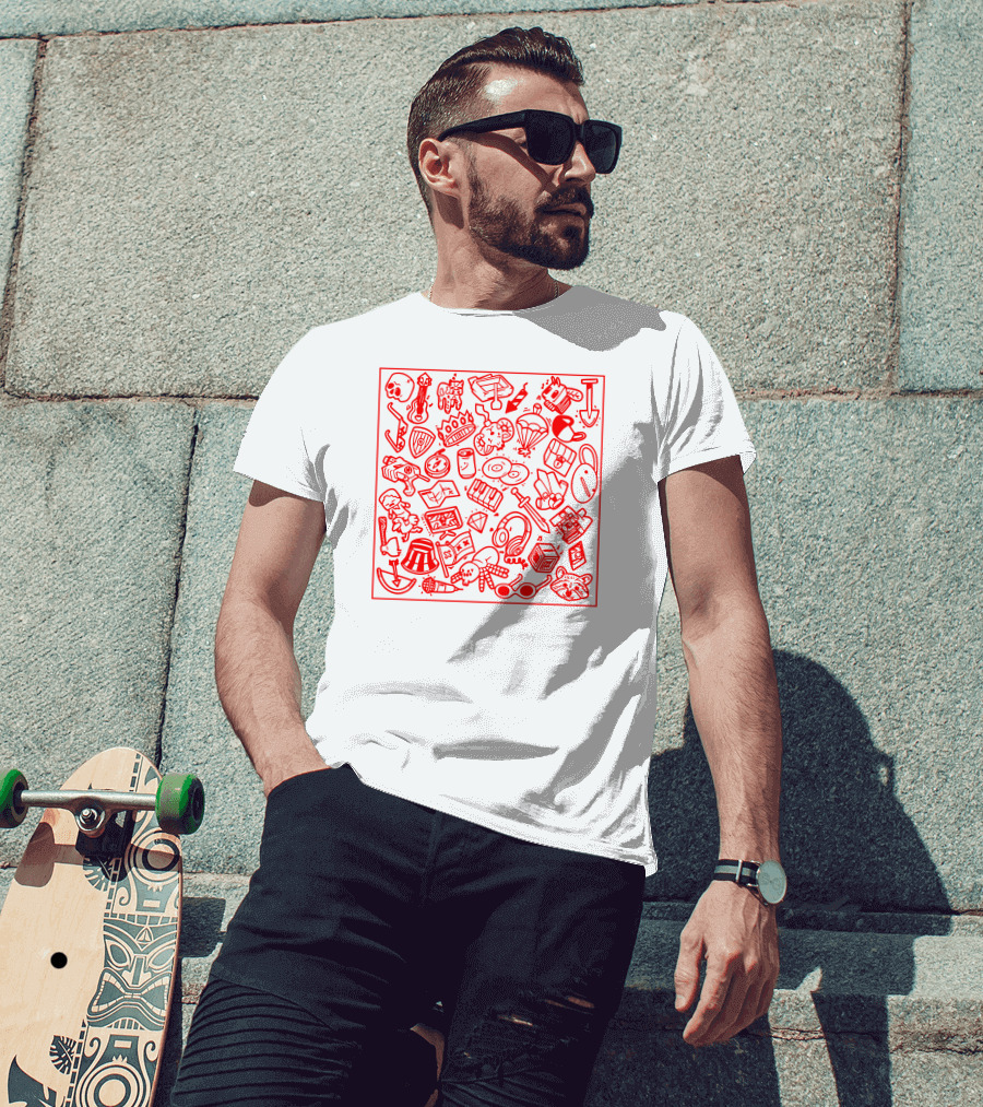 Tommyinnit Store Iconic Red Doodle Collection T-Shirt