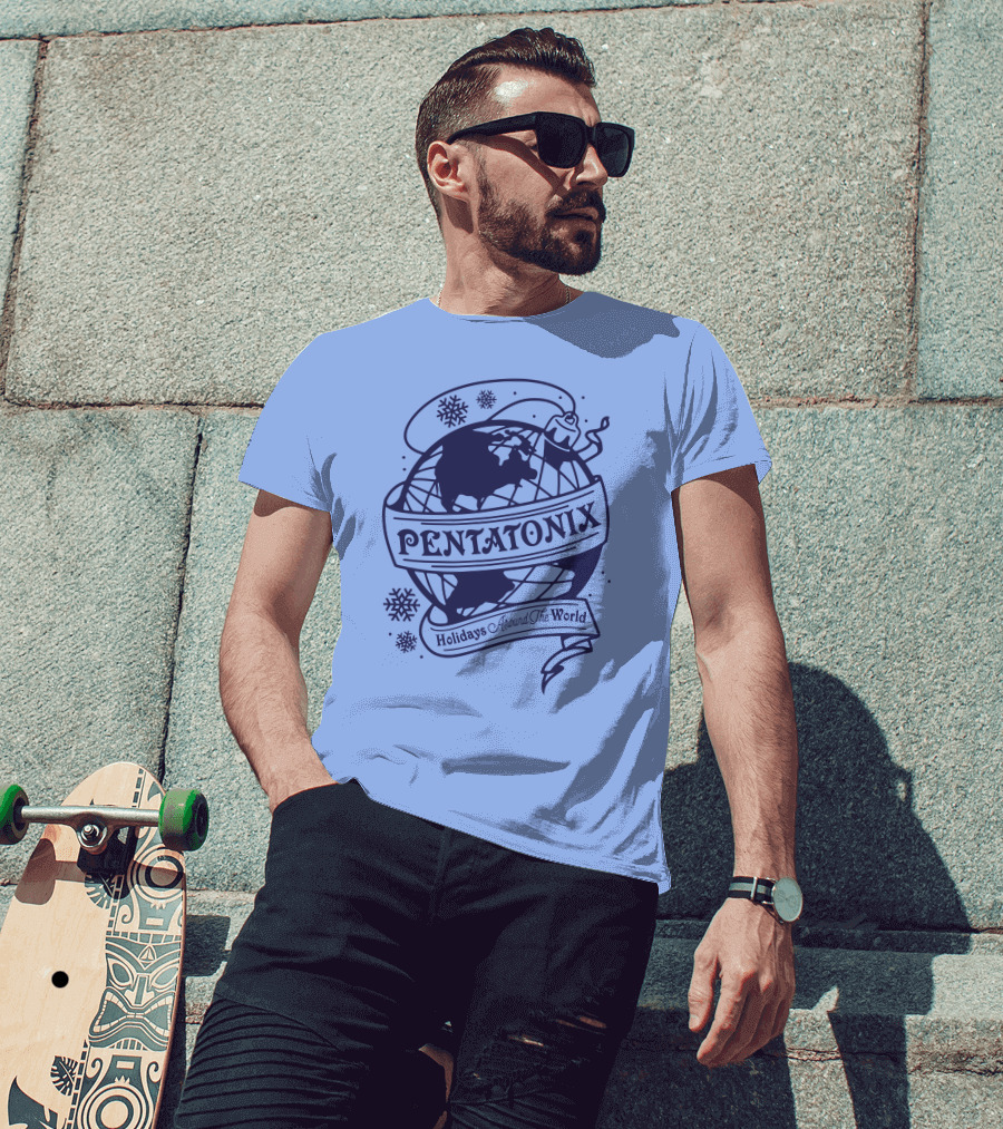 Pentatonix Holidays Around The World Globe And Snowflakes T-Shirt