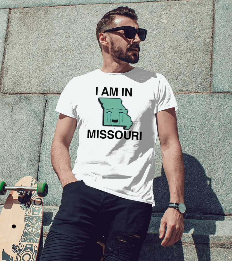 I Am In Missouri Crying State Map T-Shirt