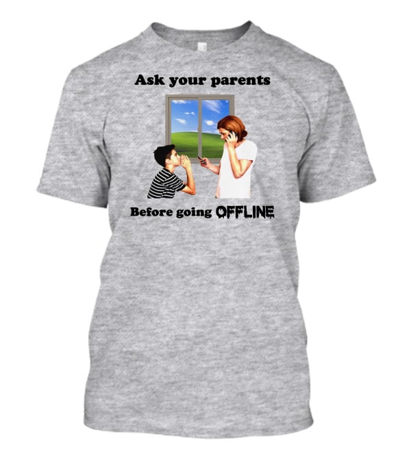 Ask Your Parents Before Going Offline Retro Technology Humor Scene T-Shirt