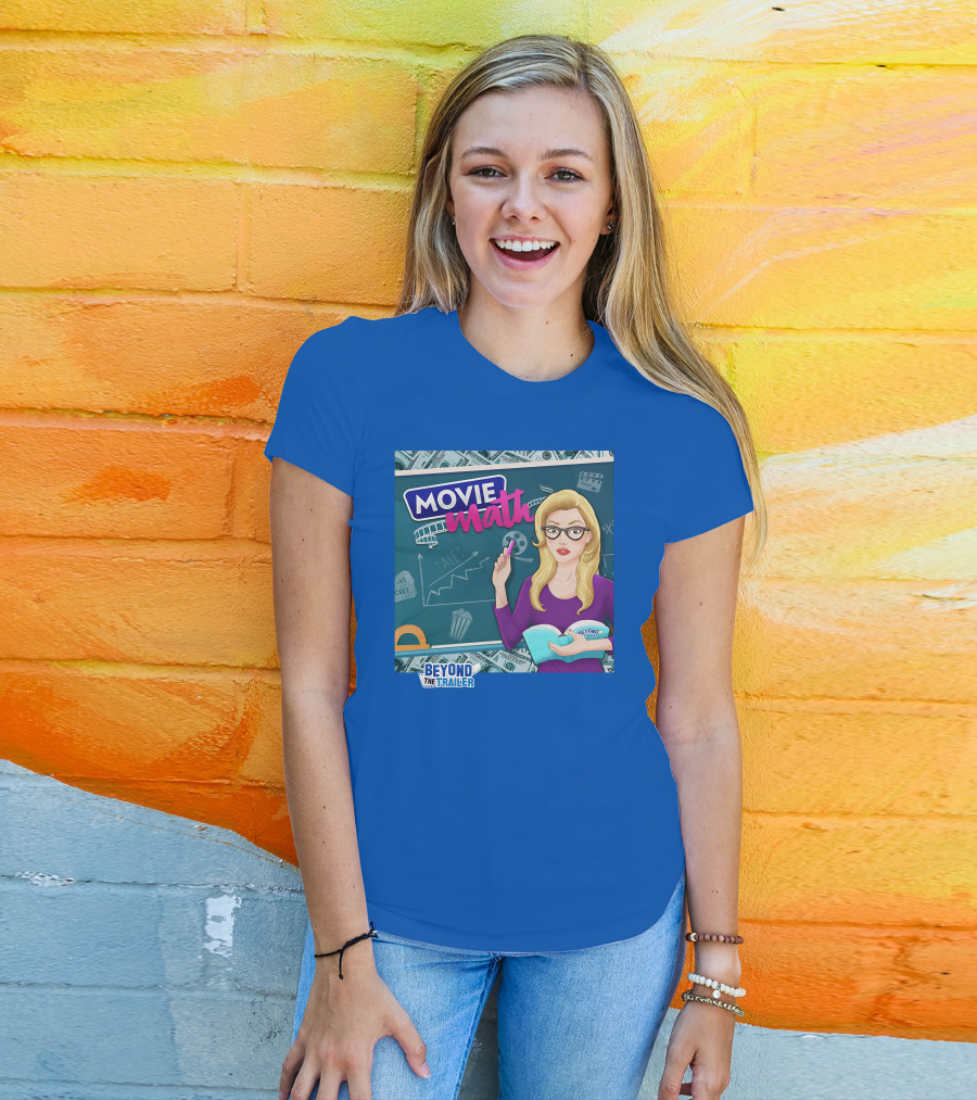Beyond The Trailer Movie Math Insights With Blonde Woman Holding Book And Remote T-Shirt