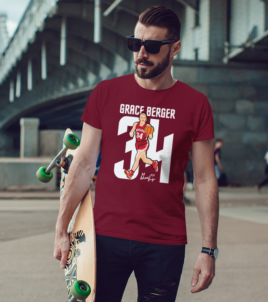 Grace Berger Indiana Basketball 34 Signature Player T-Shirt