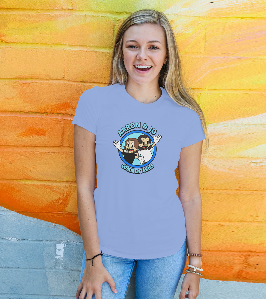 Crowdmade Aaron And Jo Commentaries Cartoon Style Blue Circle T-Shirt
