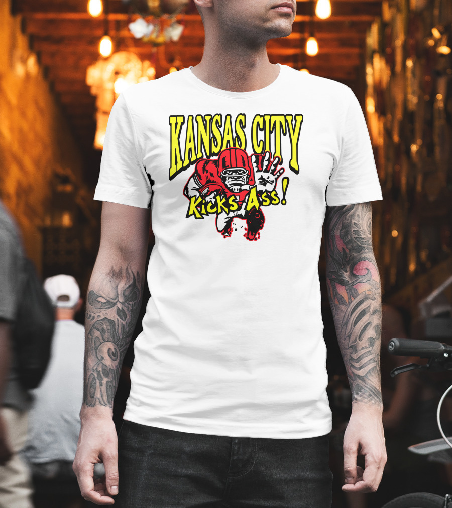 Kansas City Kicks Ass Red Football Player T-Shirt