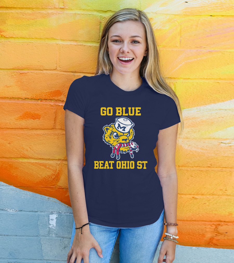 Go Blue Beat Ohio St Michigan Wolverine Victory Mascot Showdown T-Shirt