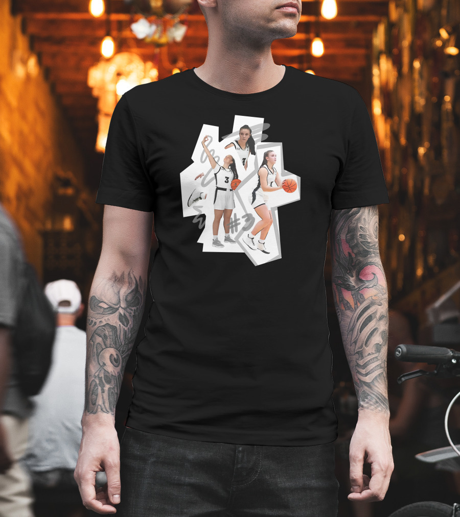 Kevin Huerter Wearing Meghan Huerter #3 Basketball Collage T-Shirt