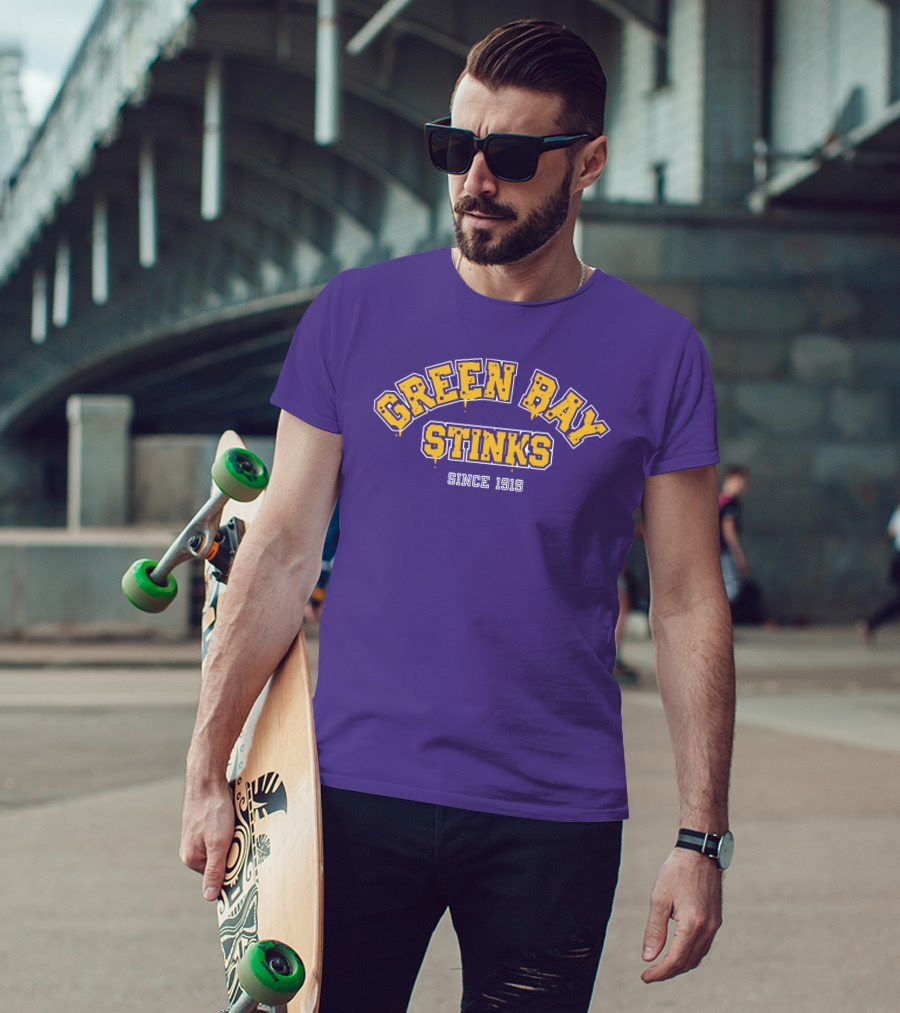 Green Bay Stinks Since 1919 John Randle Purple Yellow Football Rivalry Joke T-Shirt