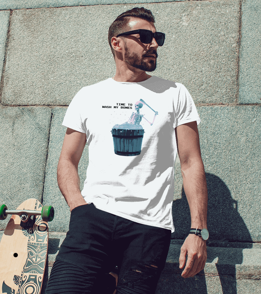 Gotfunny Skeleton Bath Time Scrubbing Wash My Bones T-Shirt