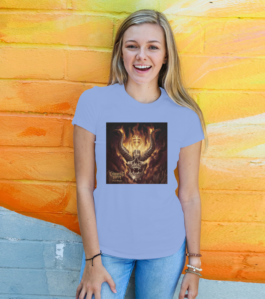 Enterprise Earth Death Magick Fiery Horned Skull T-Shirt