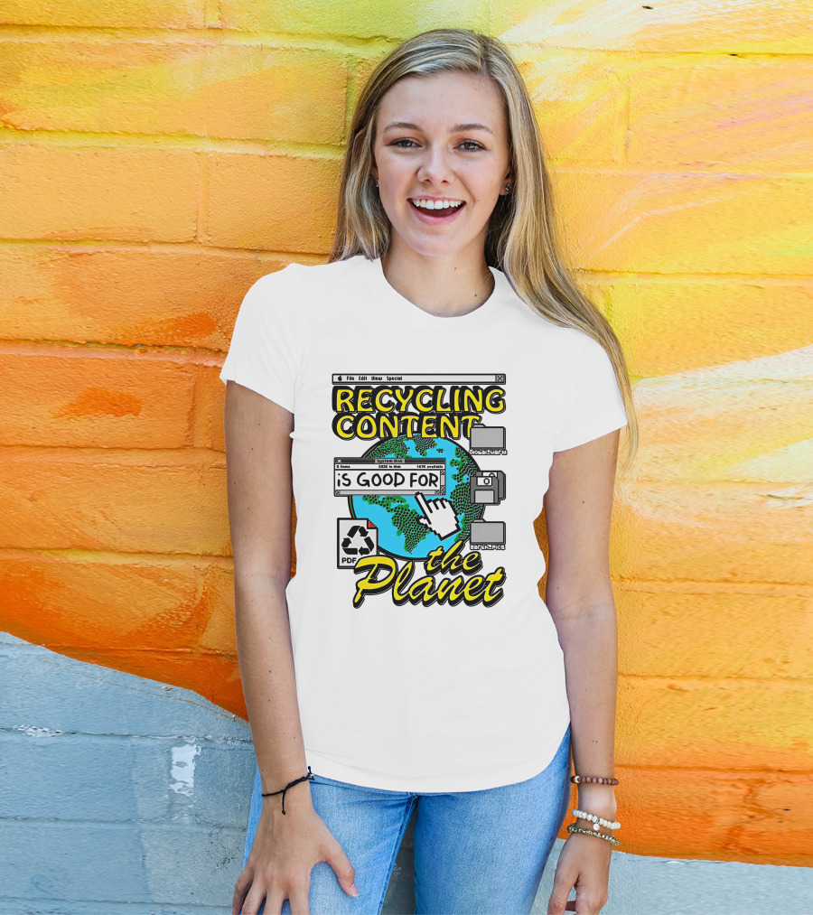 Recycling Content System Disk PDF Global Warm Earth Pics The Planet T-Shirt