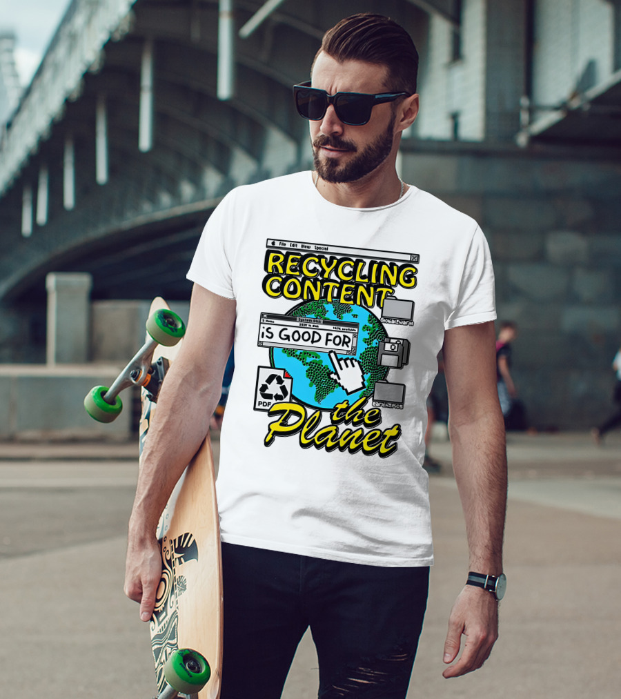 Recycling Content System Disk PDF Global Warm Earth Pics The Planet T-Shirt