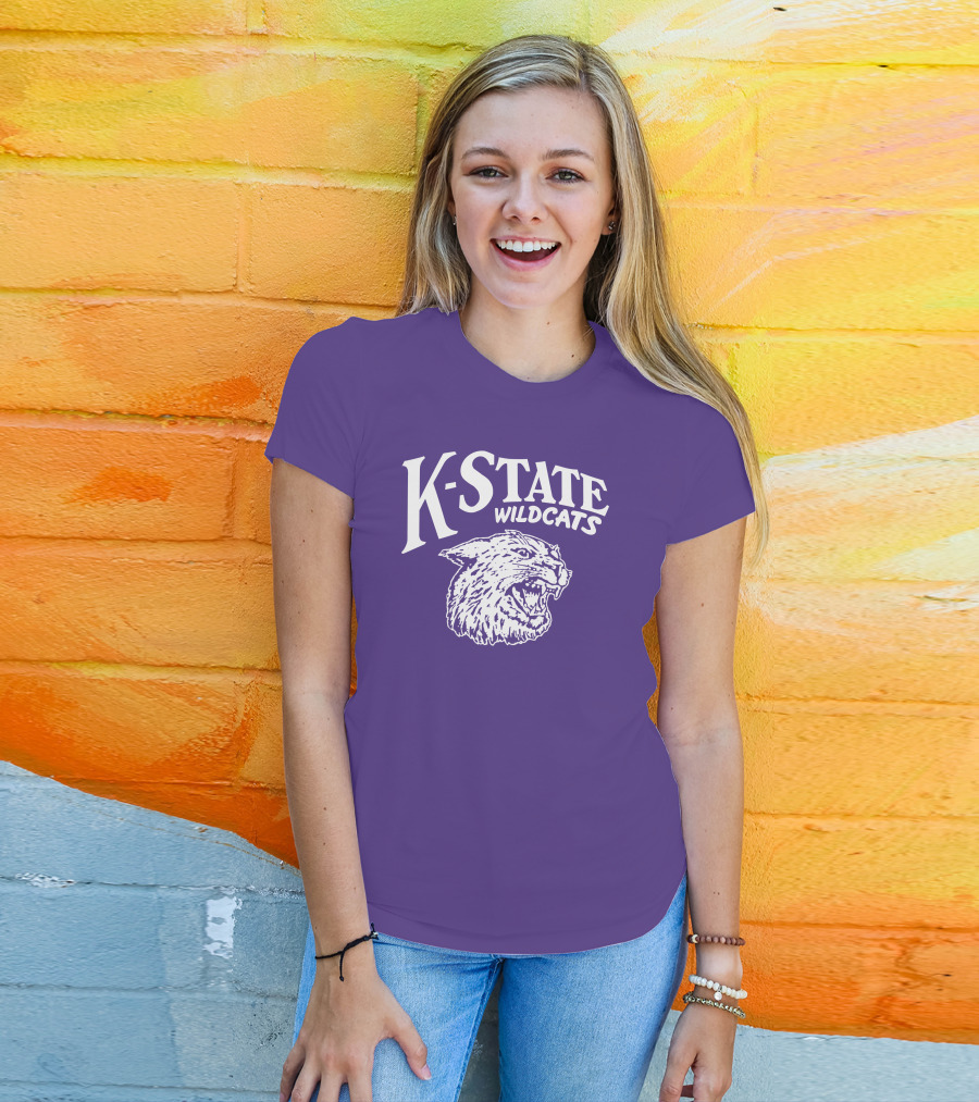 Charlie Hustle K-State Wildcats Vintage Purple Mascot T-Shirt