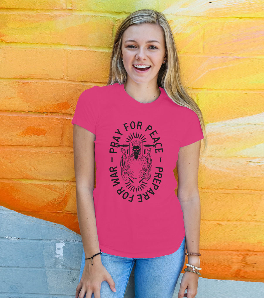 Lord Bell Pray For Peace Prepare For War Skeleton Halo T-Shirt