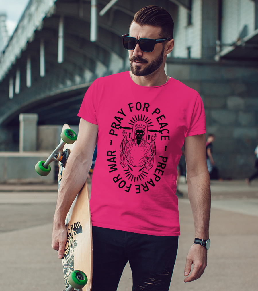 Lord Bell Pray For Peace Prepare For War Skeleton Halo T-Shirt
