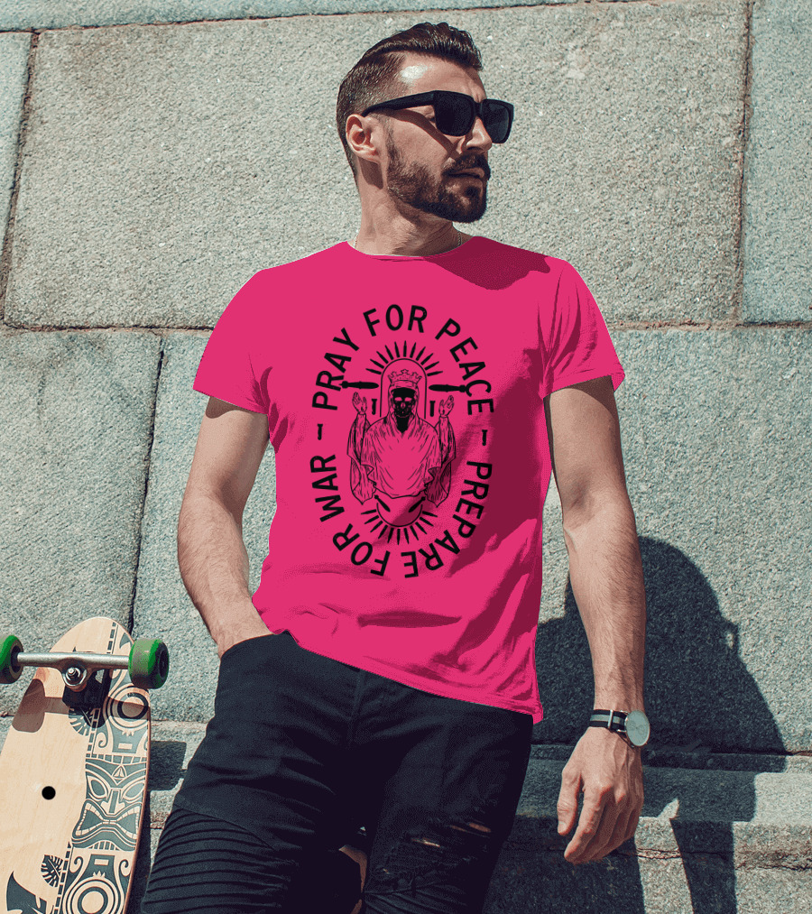 Lord Bell Pray For Peace Prepare For War Skeleton Halo T-Shirt