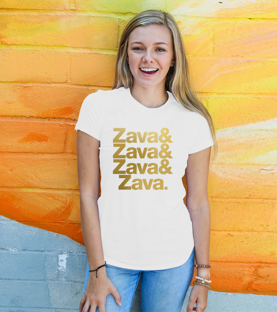 Zava Zava Zava Zava Gold Text Repetition T-Shirt