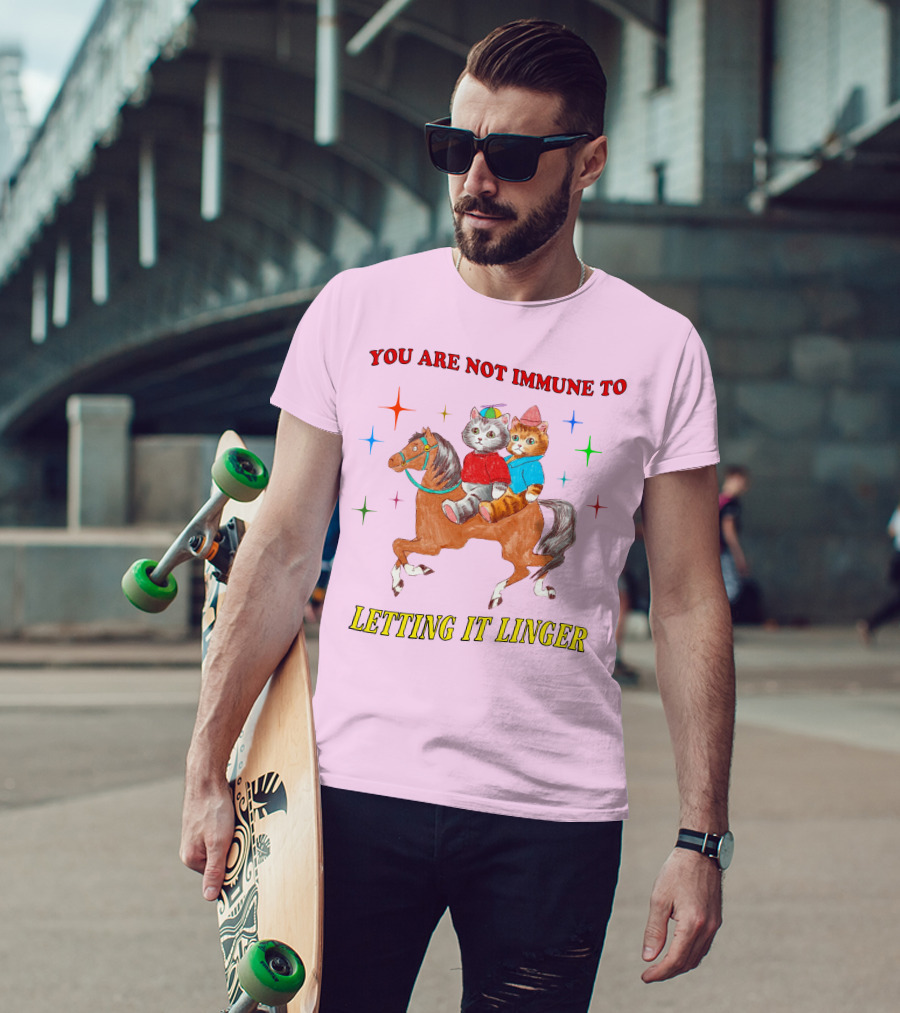 You Are Not Immune To Letting It Linger Cats On Horse With Colorful Stars T-Shirt