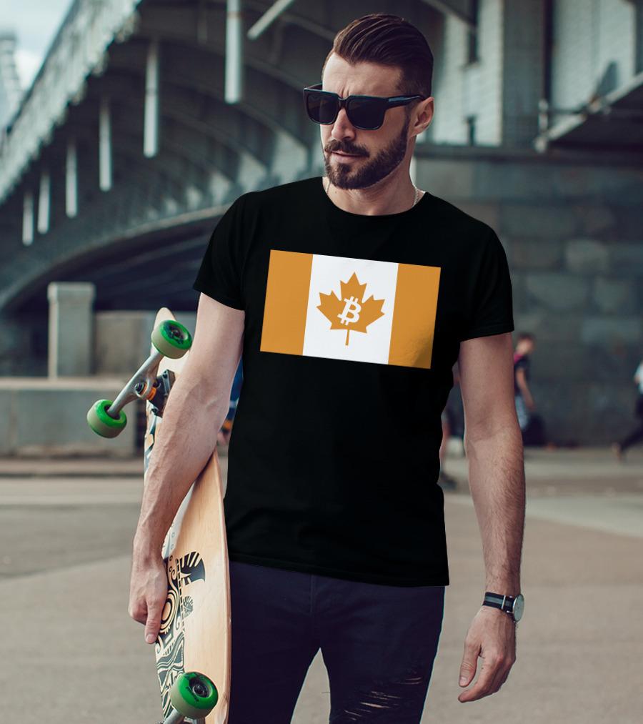 The Best Business Show Merch Bitcoin Canada Maple Leaf Orange Flag T-Shirt