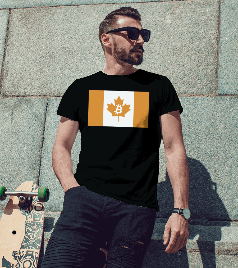 The Best Business Show Merch Bitcoin Canada Maple Leaf Orange Flag T-Shirt