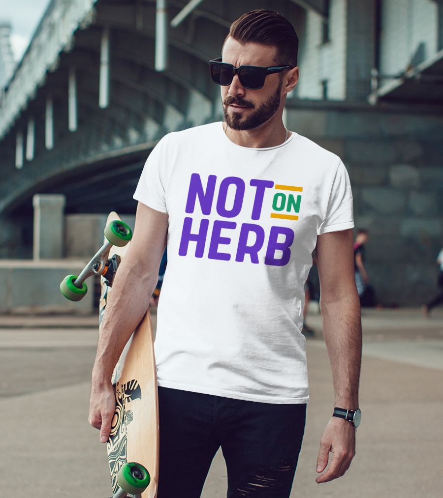 Sharief Ishaq Not On Herb Text In Purple And Green T-Shirt
