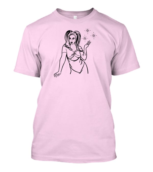 Sketch Woman With Stars T-Shirt