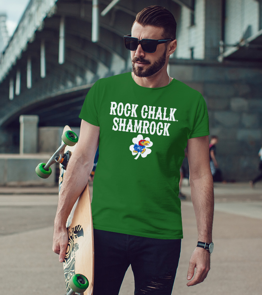 Rock Chalk Shamrock Kansas Jayhawks St Patrick’s Day Green T-Shirt