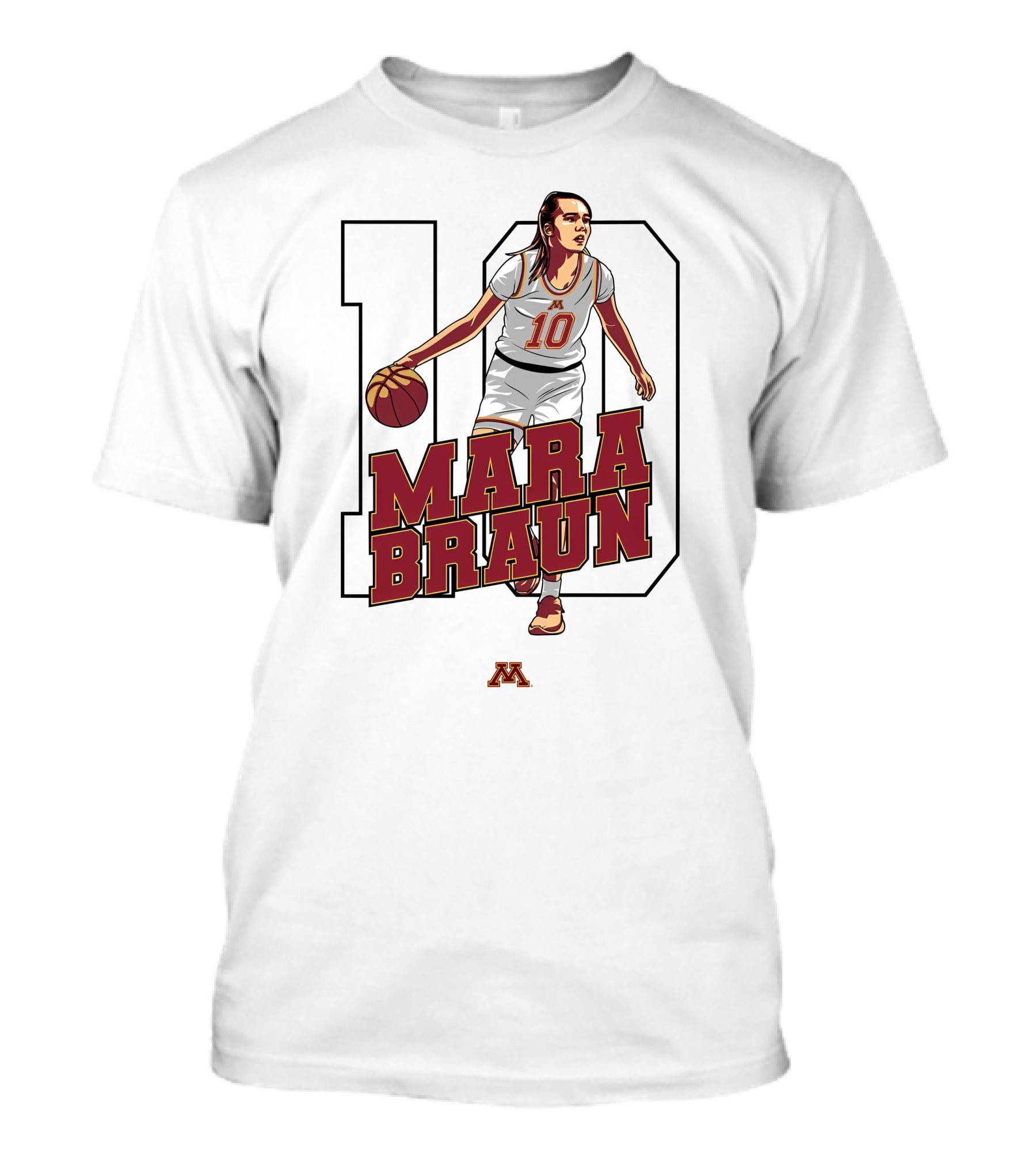 Minnesota Golden Gophers Women's Basketball Mara Braun Number 10 T-Shirt